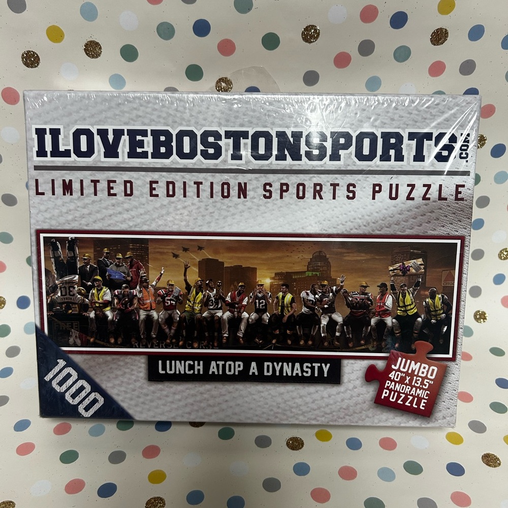 I Love Boston Sports 1000- Piece Puzzle Lunch Atop a Dynasty  40x13.5”NEW LTD ED
